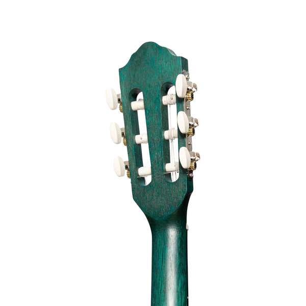 Martinez 'Slim Jim' 3/4 Size Student Classical Guitar Pack with Built In Tuner (Teal Green)