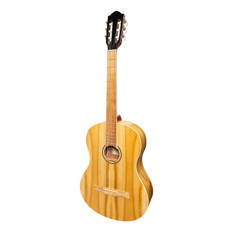 Martinez 'Slim Jim' Full Size Electric Classical Guitar Pack with Pickup/Tuner (Jati-Teakwood)