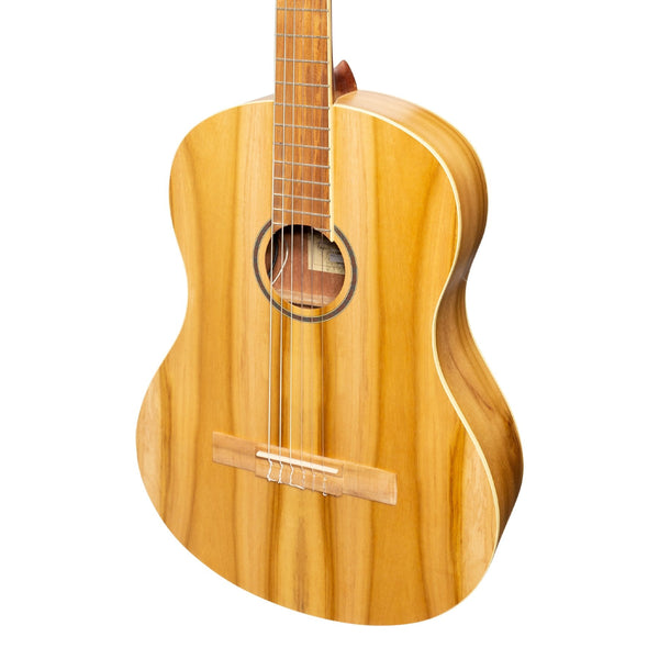 Martinez 'Slim Jim' Full Size Electric Classical Guitar Pack with Pickup/Tuner (Jati-Teakwood)