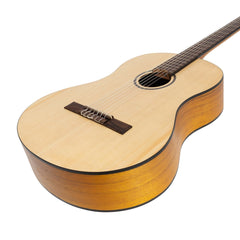 Martinez 'Slim Jim' Full Size Student Classical Guitar Pack with Built In Tuner (Spruce/Koa)