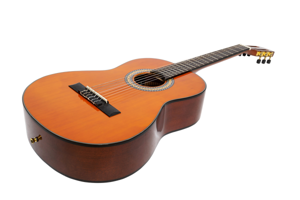 Martinez 'Slim Jim' G-Series 3/4 Size Classical Guitar with Built-in Tuner (Amber-Gloss)