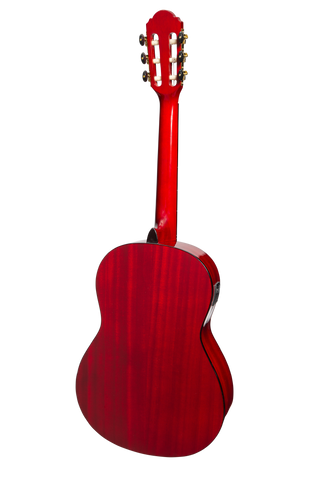 Martinez 'Slim Jim' G-Series 3/4 Size Classical Guitar with Built-in Tuner (Trans Wine Red-Gloss)