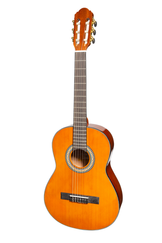 Martinez 'Slim Jim' G-Series 3/4 Size Student Classical Guitar Pack with Built In Tuner (Amber-Gloss)