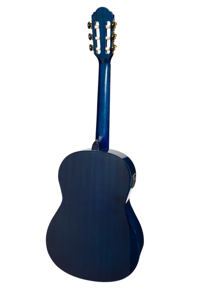 Martinez 'Slim Jim' G-Series 3/4 Size Student Classical Guitar Pack with Built In Tuner (Blue-Gloss)