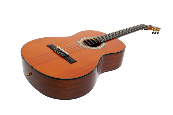 Martinez 'Slim Jim' G-Series Full Size Student Classical Guitar Pack with Built In Tuner (Amber-Gloss)