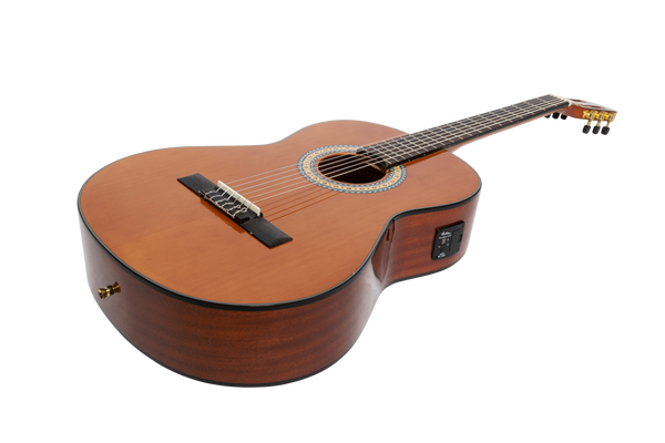 Martinez 'Slim Jim' G-Series Left Handed Full Size Classical Guitar with Built-in Tuner (Natural-Gloss)