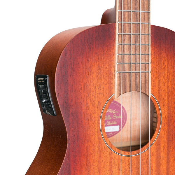 Martinez 'Southern Belle 6 Series' Mahogany Solid Top Electric Baritone Ukulele with Hard Case (Sunburst)