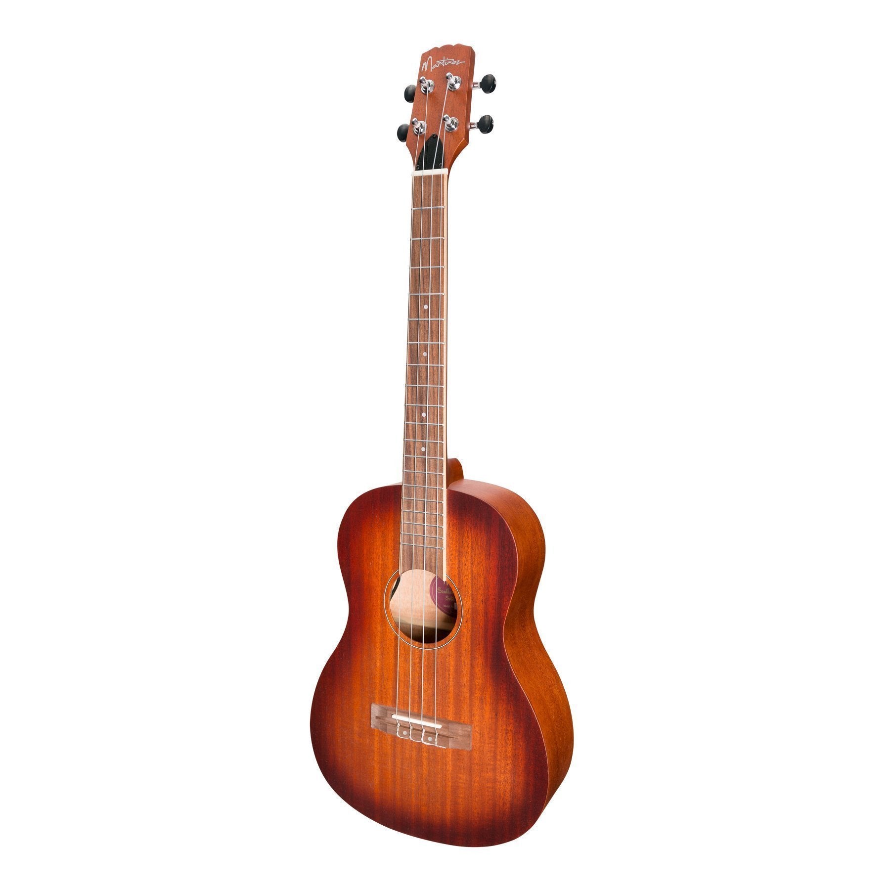 Martinez 'Southern Belle 6 Series' Mahogany Solid Top Electric Baritone Ukulele with Hard Case (Sunburst)-MSBB-6-NST