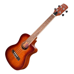 Martinez 'Southern Belle 6 Series' Mahogany Solid Top Electric Cutaway Tenor Ukulele with Hard Case (Sunburst)