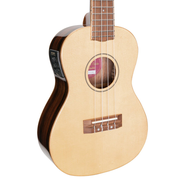 Martinez 'Southern Belle 7 Series' Spruce Solid Top Electric Concert Ukulele with Hard Case (Natural Gloss)