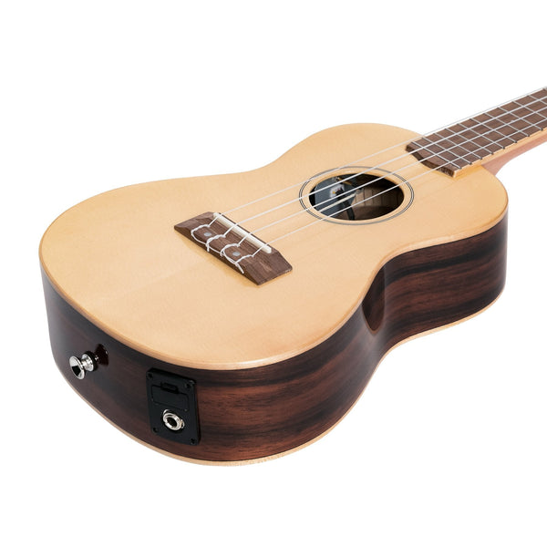 Martinez 'Southern Belle 7 Series' Spruce Solid Top Electric Tenor Ukulele with Hard Case (Natural Gloss)