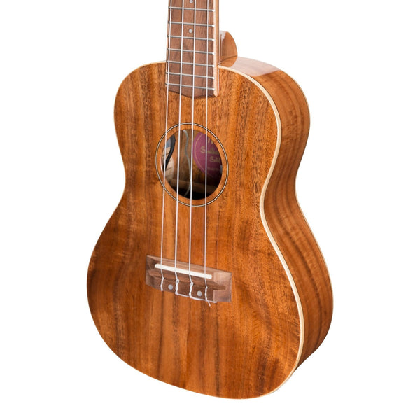 Martinez 'Southern Belle 8 Series' Koa Solid Top Electric Concert Ukulele with Hard Case (Natural Gloss)