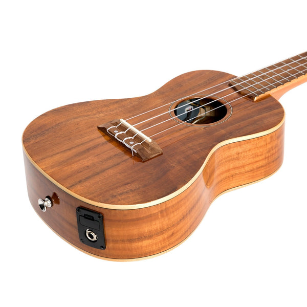 Martinez 'Southern Belle 8 Series' Koa Solid Top Electric Concert Ukulele with Hard Case (Natural Gloss)