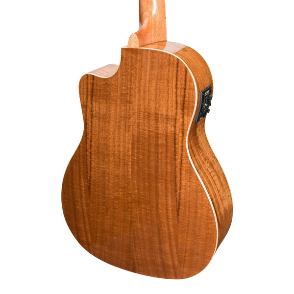 Martinez 'Southern Belle 8 Series' Koa Solid Top Electric Cutaway Baritone Ukulele with Hard Case (Natural Gloss)