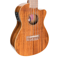 Martinez 'Southern Belle 8 Series' Koa Solid Top Electric Cutaway Concert Ukulele with Hard Case (Natural Gloss)