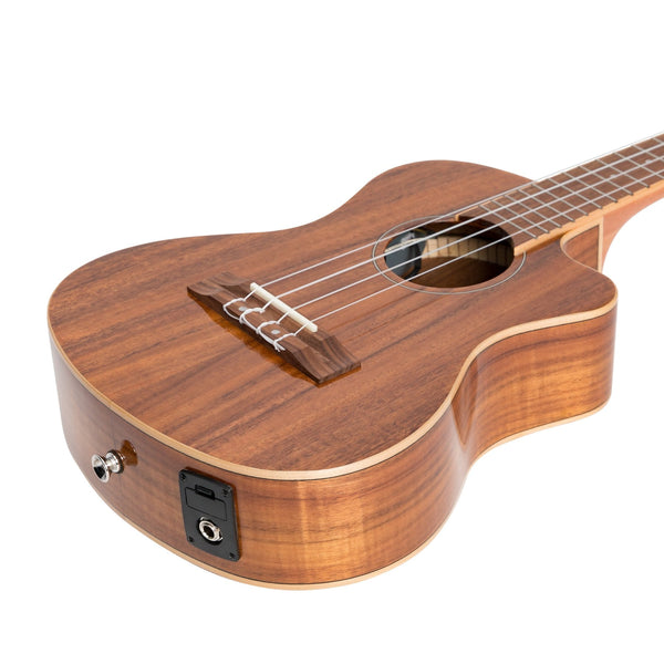 Martinez 'Southern Belle 8 Series' Koa Solid Top Electric Cutaway Tenor Ukulele with Hard Case (Natural Gloss)