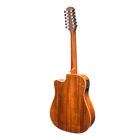 Martinez 'Southern Star Series' Koa Solid Top 12-String Acoustic-Electric Dreadnought Cutaway Guitar (Natural Gloss)