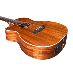 Martinez 'Southern Star Series' Left Handed Koa Solid Top Acoustic-Electric Small Body Cutaway Guitar (Natural Gloss)