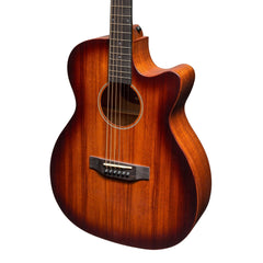 Martinez 'Southern Star Series' Mahogany Solid Top Acoustic-Electric Small Body Cutaway Guitar (Satin Sunburst)