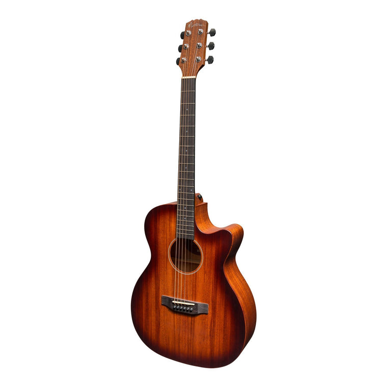 Martinez 'Southern Star Series' Mahogany Solid Top Acoustic-Electric Small Body Cutaway Guitar (Satin Sunburst)