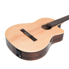 Martinez 'Southern Star Series' Spruce Solid Top Acoustic-Electric Thinline Classical Cutaway Guitar (Natural Gloss)