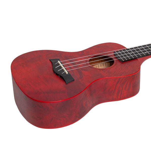 Mojo 'Traditional Series' Quilted Maple Concert Ukulele with Gig Bag (Red)