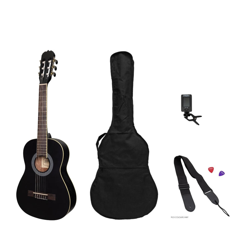 Sanchez 1/2 Size Student Classical Guitar Pack (Black)