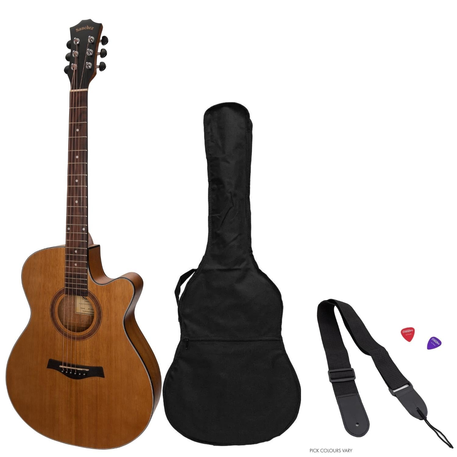 Sanchez Acoustic-Electric Small Body Cutaway Guitar Pack (Acacia)