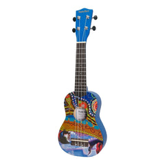 Sanchez 'Friendly Folk' Soprano Ukulele (Blue/Pattern)-SU-F30-6