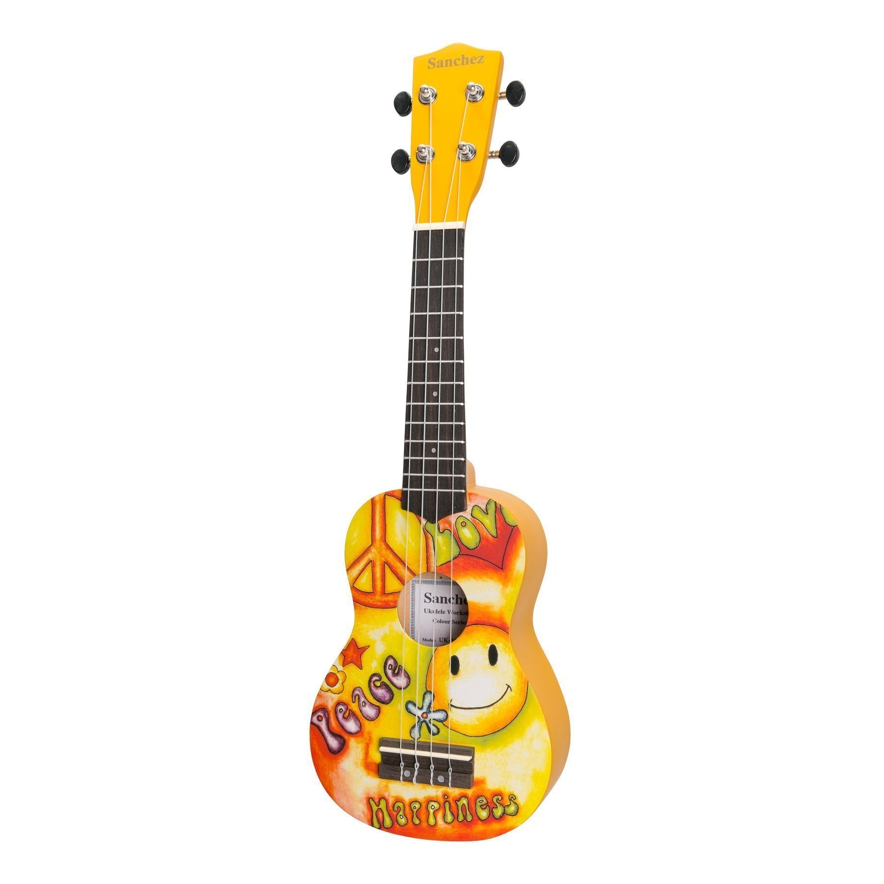 Sanchez 'Friendly Folk' Soprano Ukulele (Yellow/Hippy)-SU-F30-4