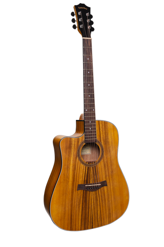 Sanchez Left Handed Acoustic-Electric Dreadnought Cutaway Guitar Pack (Koa)