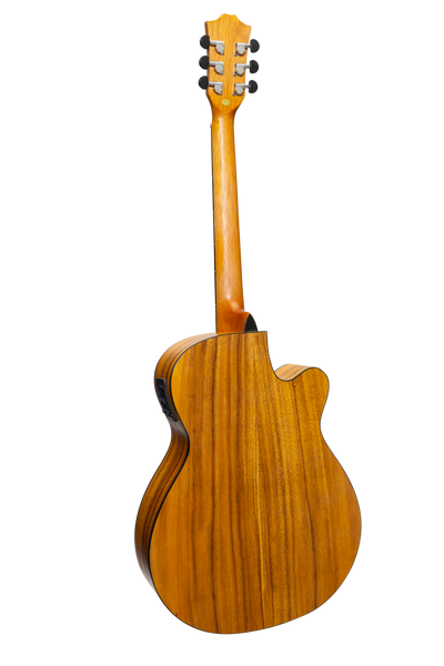 Sanchez Left Handed Acoustic-Electric Small Body Cutaway Guitar Pack (Koa)