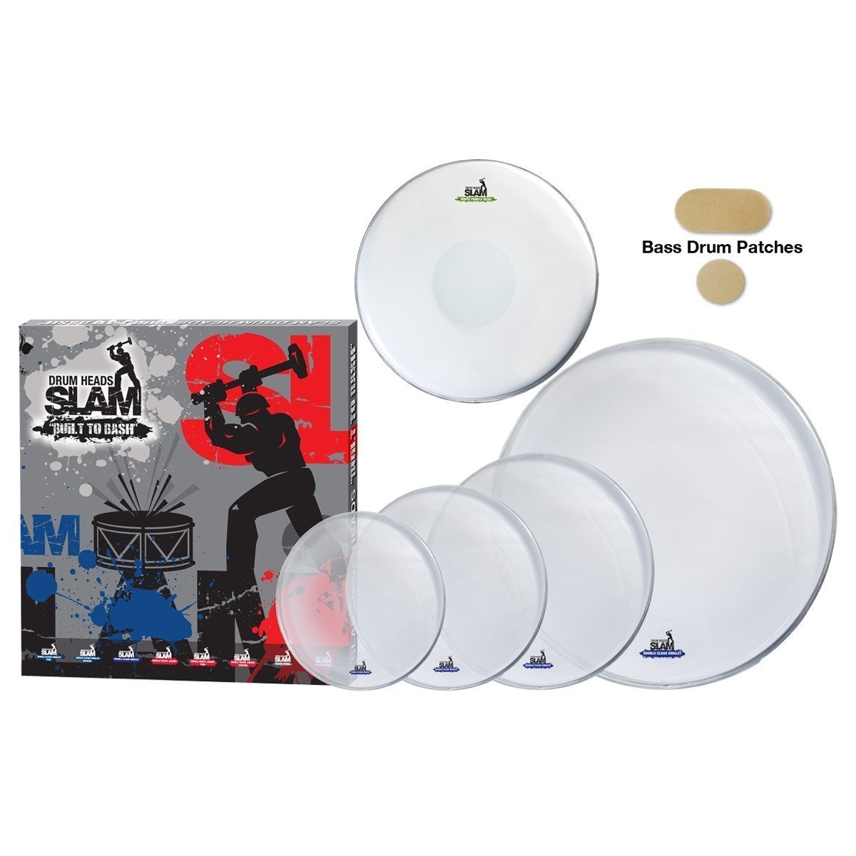 Slam 2-Ply Clear Drum Head Pack (10"T/12"T/14"T/14"S/20"BD)-SDHP-2PCL-F