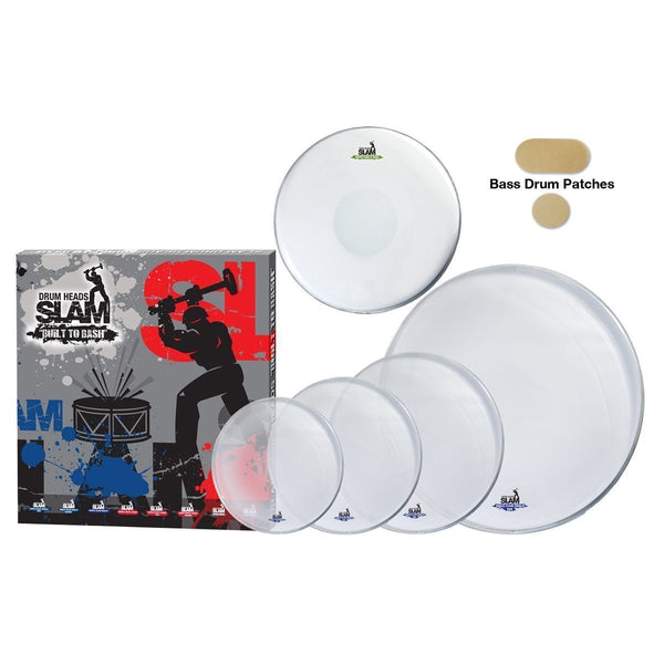 Slam Single Ply Clear Medium Weight Fusion 22 Drum Head Pack (10"T/12"T/14"T/14"S/22"BD)-SDHP-1PCL-MF22