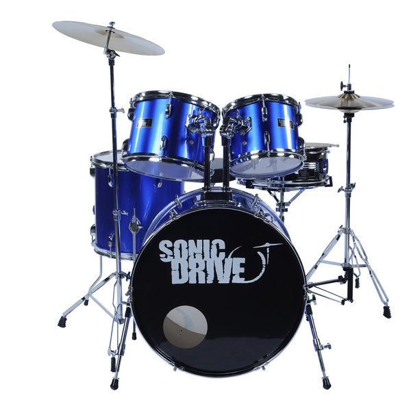 Sonic Drive 5-Piece Rock Drum Kit with 22" Bass Drum (Metallic Blue w/ Chrome Hardware)