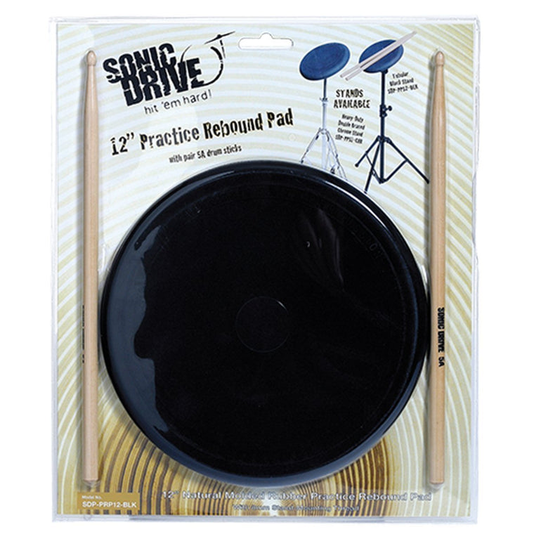 Sonic Drive Natural Rebound Drum Practise Pad Set (12