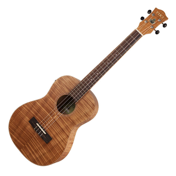 Tiki '2 Series' Mahogany Flame Top Baritone Electric Ukulele with Gig Bag (Natural Satin)