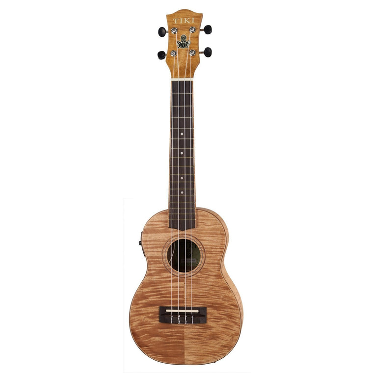 Tiki '2 Series' Mahogany Flame Top Concert Electric Ukulele with Gig Bag (Natural Satin)