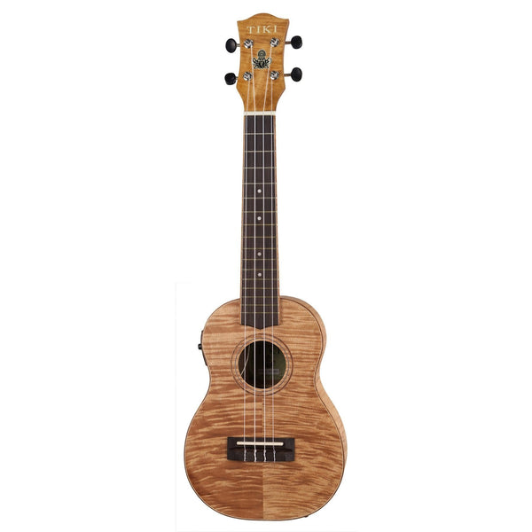 Tiki '2 Series' Mahogany Flame Top Concert Electric Ukulele with Gig Bag (Natural Satin)-TFMC-2P-NST