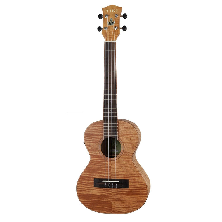 Tiki '2 Series' Mahogany Flame Top Tenor Electric Ukulele with Gig Bag (Natural Satin)