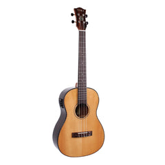 Tiki '22 Series' Spruce Solid Top Electric Baritone Ukulele with Hard Case (Natural Gloss)