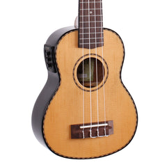 Tiki '22 Series' Spruce Solid Top Electric Soprano Ukulele with Hard Case (Natural Gloss)