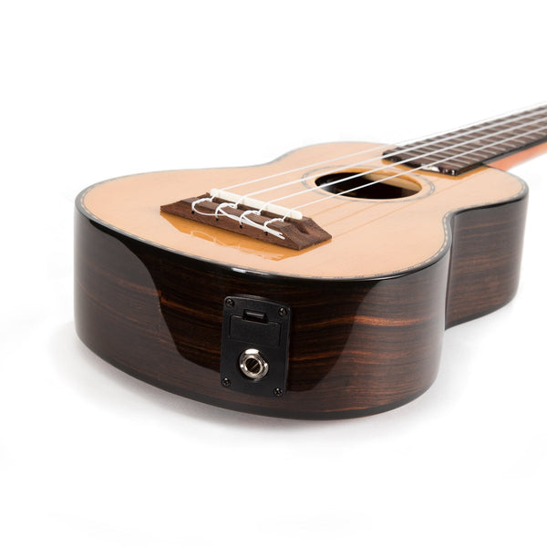 Tiki '22 Series' Spruce Solid Top Electric Soprano Ukulele with Hard Case (Natural Gloss)