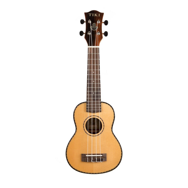 Tiki '22 Series' Spruce Solid Top Soprano Ukulele with Hard Case (Natural Gloss)-TSS-22-NGL