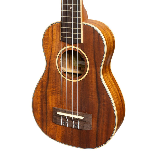 Tiki '3 Series' Koa Soprano Ukulele with Gig Bag (Natural Satin)