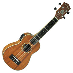 Tiki '5 Series' Mahogany Solid Top Electric Soprano Ukulele with Hard Case (Natural Satin)