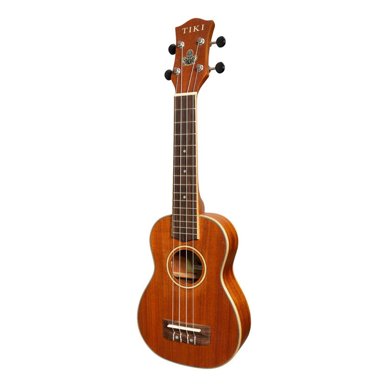 Tiki '5 Series' Mahogany Solid Top Soprano Ukulele with Hard Case (Natural Satin)