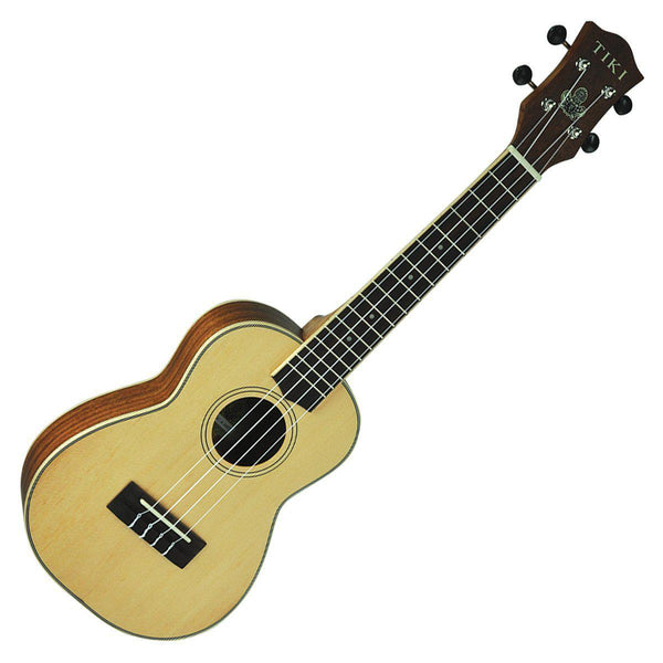 Tiki '6 Series' Spruce Solid Top Concert Ukulele with Hard Case (Natural Satin)