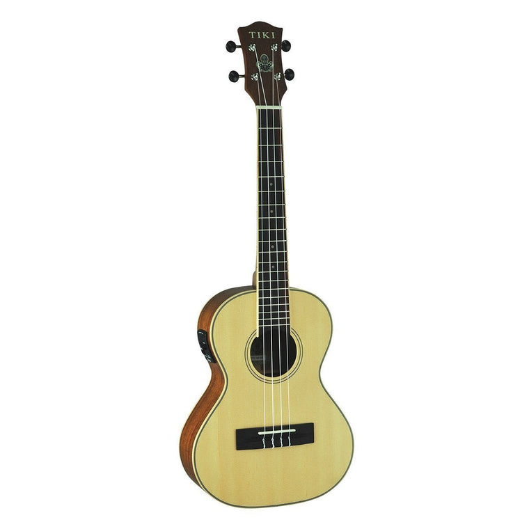 Tiki '6 Series' Spruce Solid Top Electric Tenor Ukulele with Hard Case (Natural Satin)