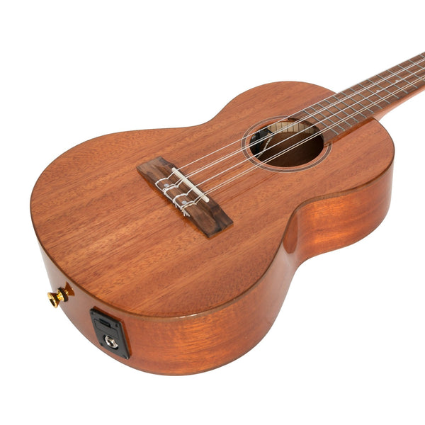 Tiki 6 String Mahogany Solid Top Electric Ukulele with Gig Bag (Natural Gloss)